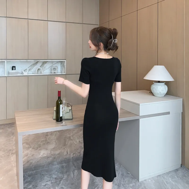 FLIM Short Sleeved Dress Women's Black-6