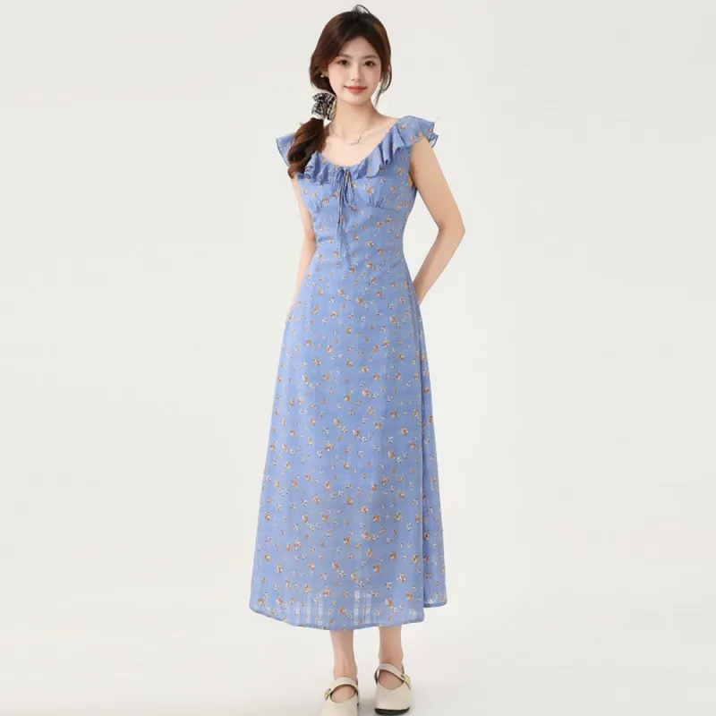 FLIM Sleeveless Dresses Women's Blue-2