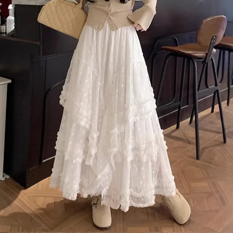 FLIM Casual Long Skirts Women's White Bear Box-2