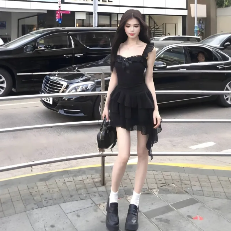 FLIM Slip Dresses Women's Black-3