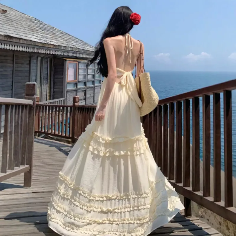 FLIM Slip Dresses Women's White-6