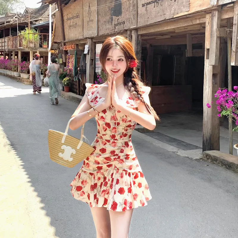 FLIM Sleeveless Dresses Women's Apricot-1