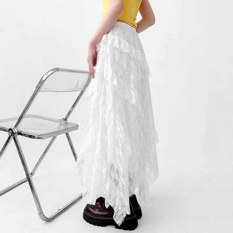 FLIM Casual Long Skirts Women's White-1
