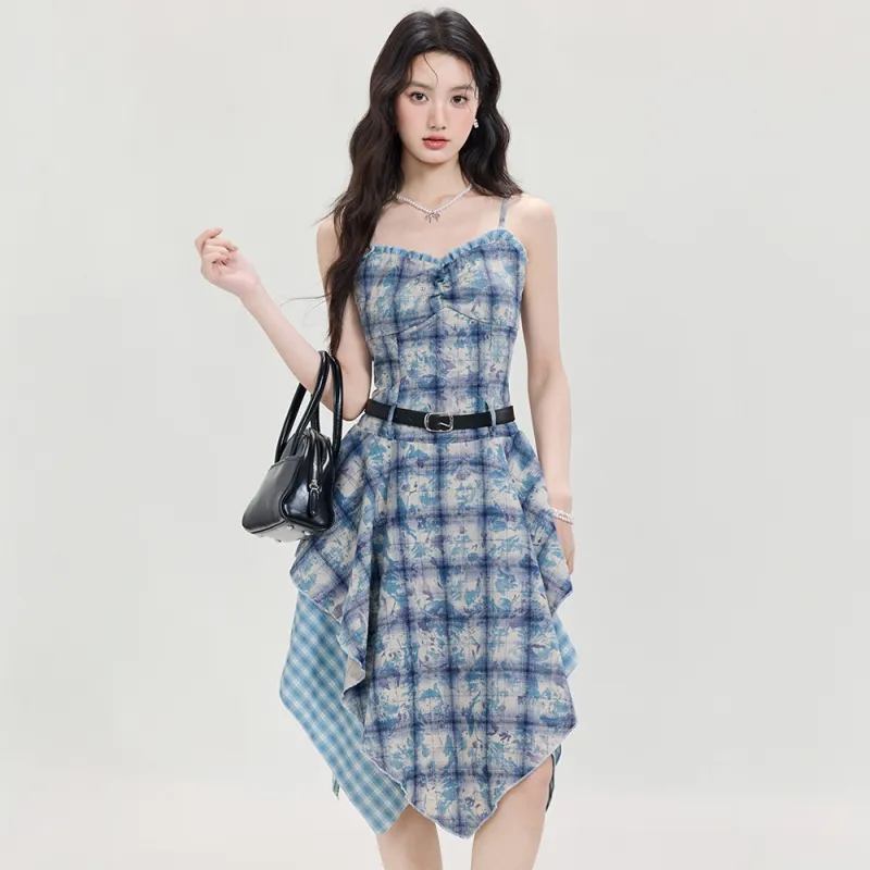 FLIM Slip Dresses Women's Blue-4