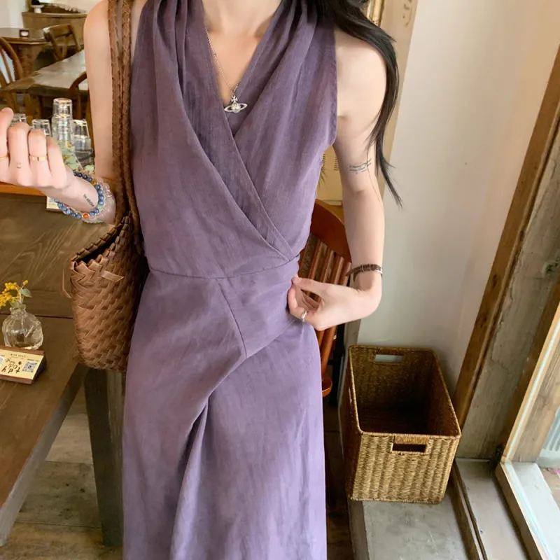 FLIM Sleeveless Dresses Women's Purple Box-4