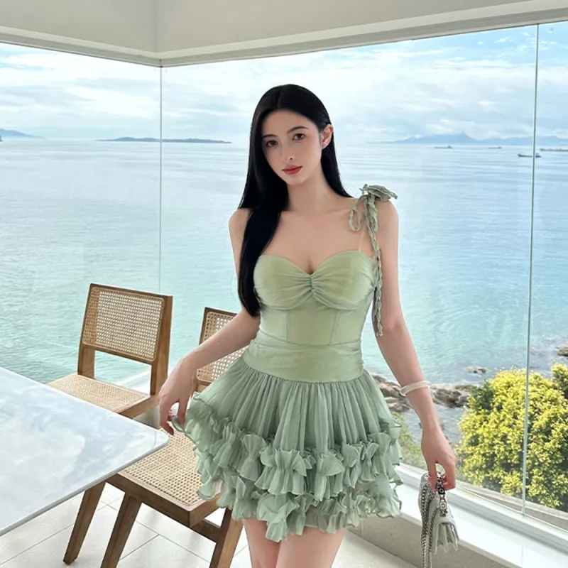 FLIM Slip Dresses Women's Mint Green-4
