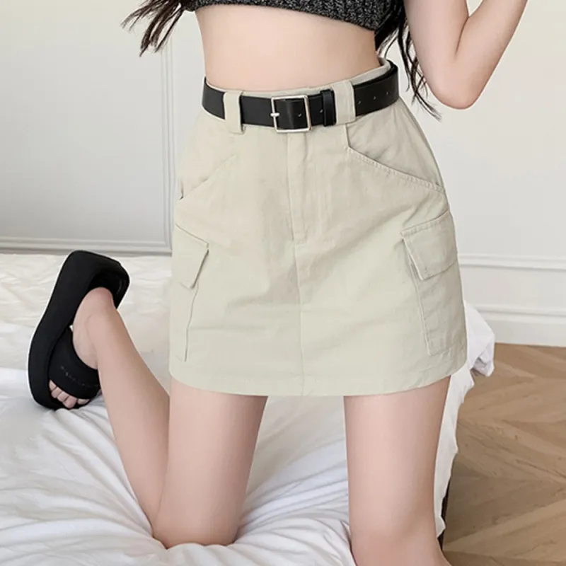 FLIM Cargo Short Skirts Women's Khaki-4