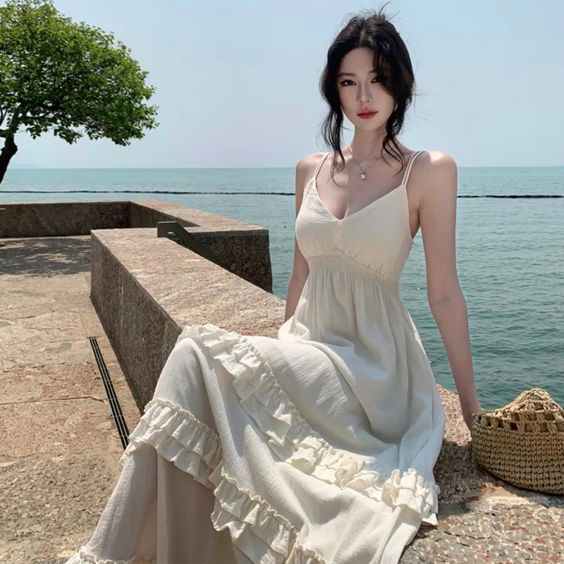 FLIM Slip Dresses Women's White-2