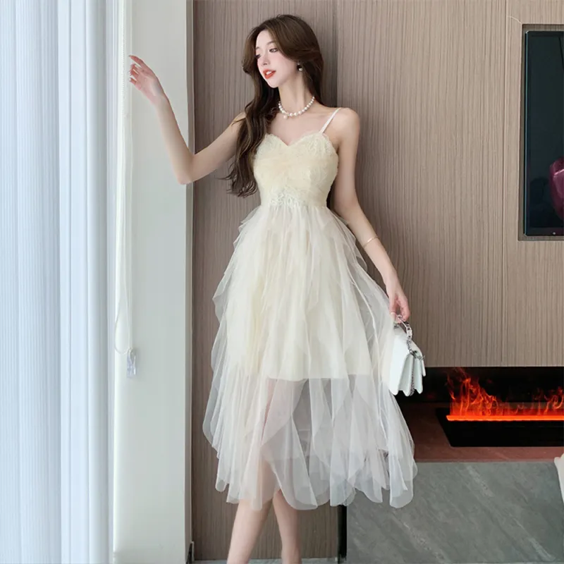 FLIM Slip Dresses Women's White-2
