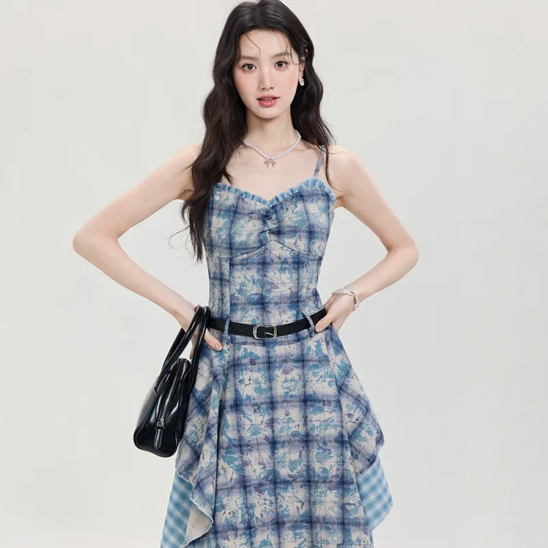 FLIM Slip Dresses Women's Blue-6
