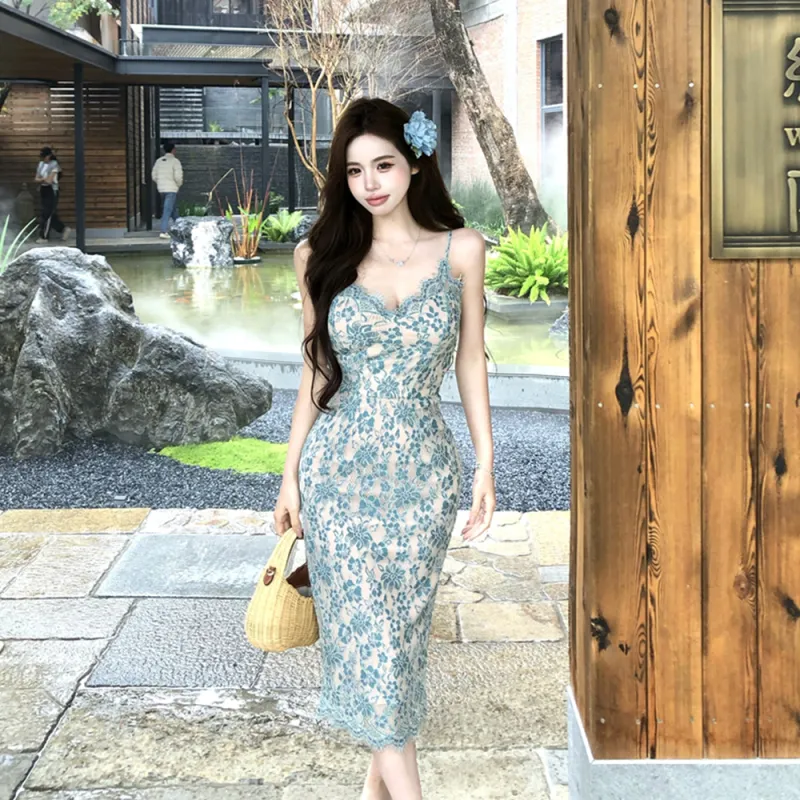 FLIM Slip Dresses Women's Blue-1