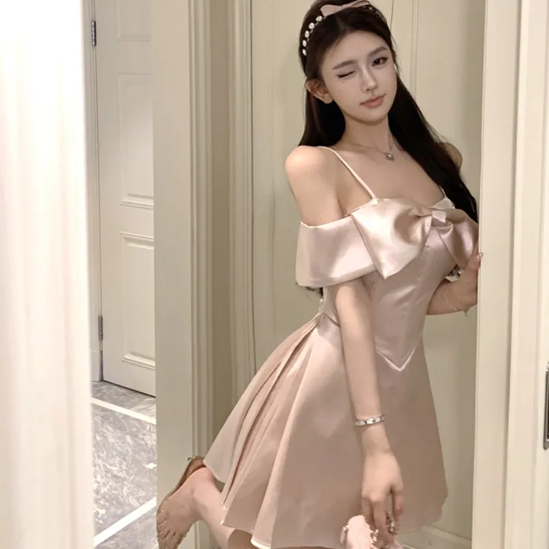 FLIM Slip Dresses Women's Pink-4