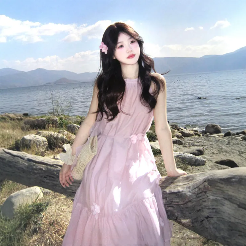 FLIM Sleeveless Dresses Women's Purple Pink-4
