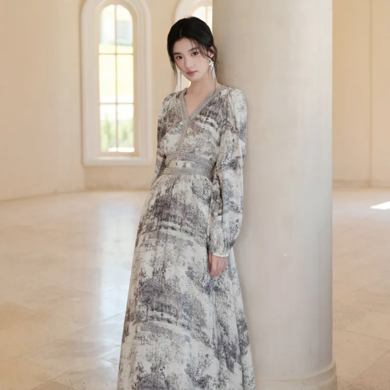 FLIM Long Sleeved Dress Women's Gray-2