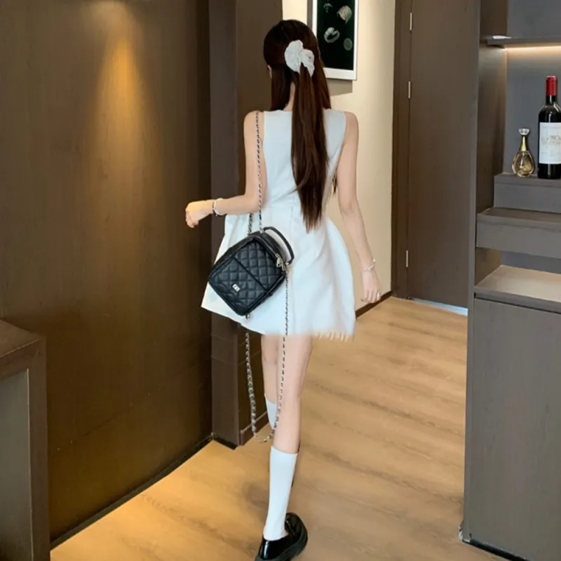 FLIM Sleeveless Dresses Women's White-2
