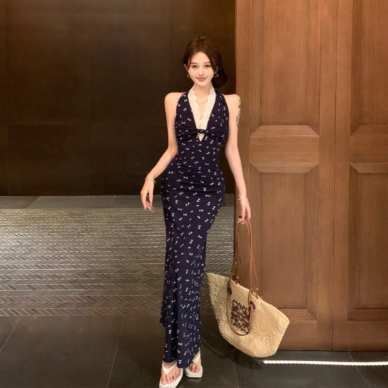 Vine Color Sleeveless Dress Style Women's Blue Single Item-25