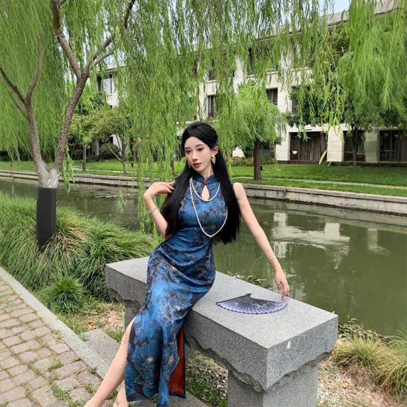 FLIM Sleeveless Dresses Women's Blue-2