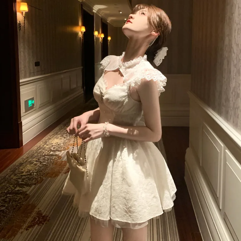 FLIM Sleeveless Dresses Women's White-4