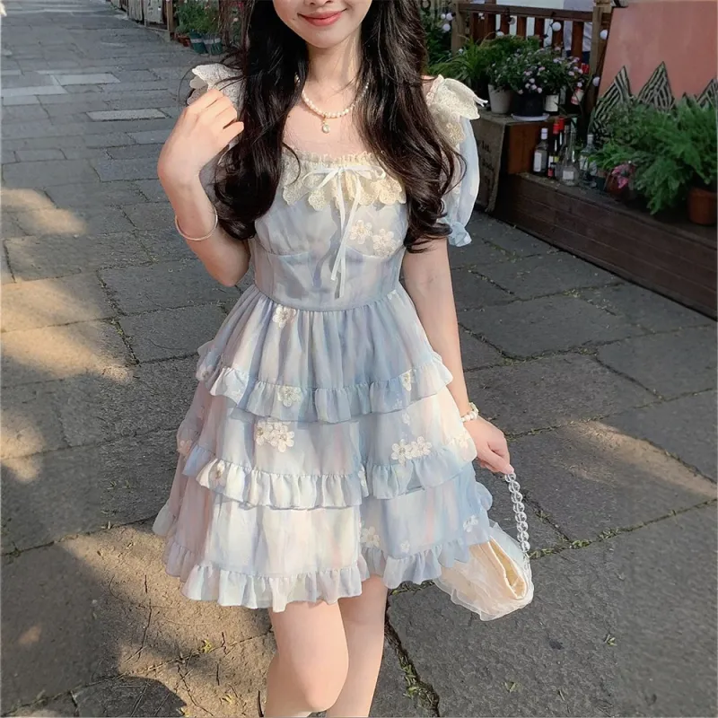 FLIM Short Sleeved Dress Women's Blue-3