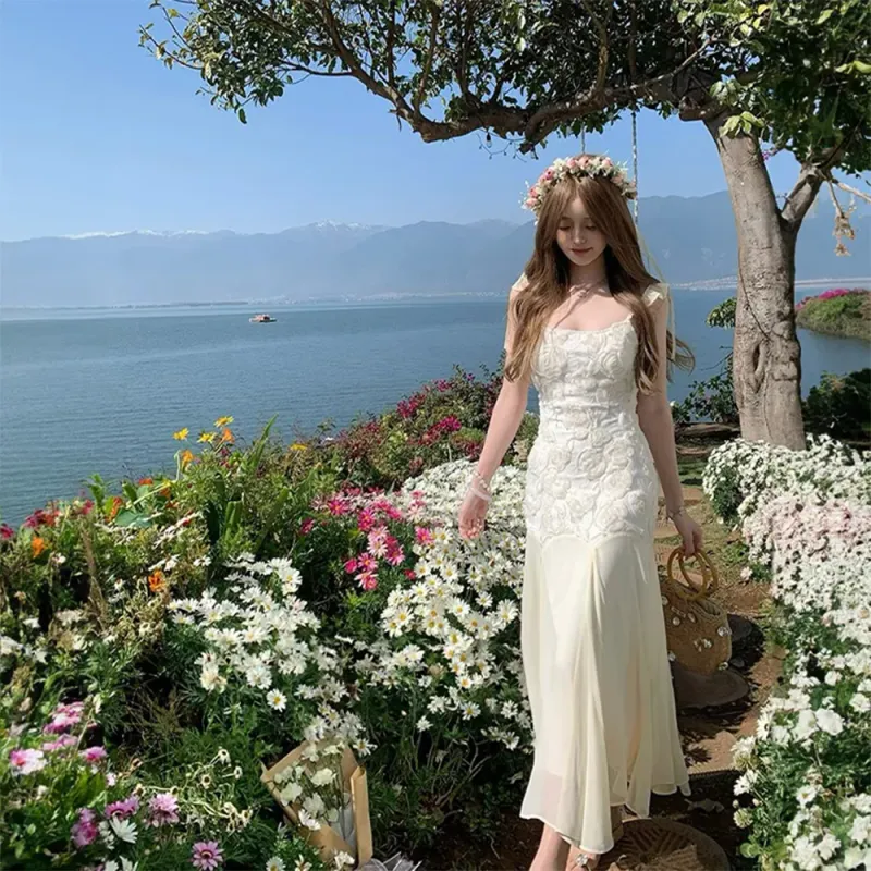 FLIM Slip Dresses Women's White Bear Box-6