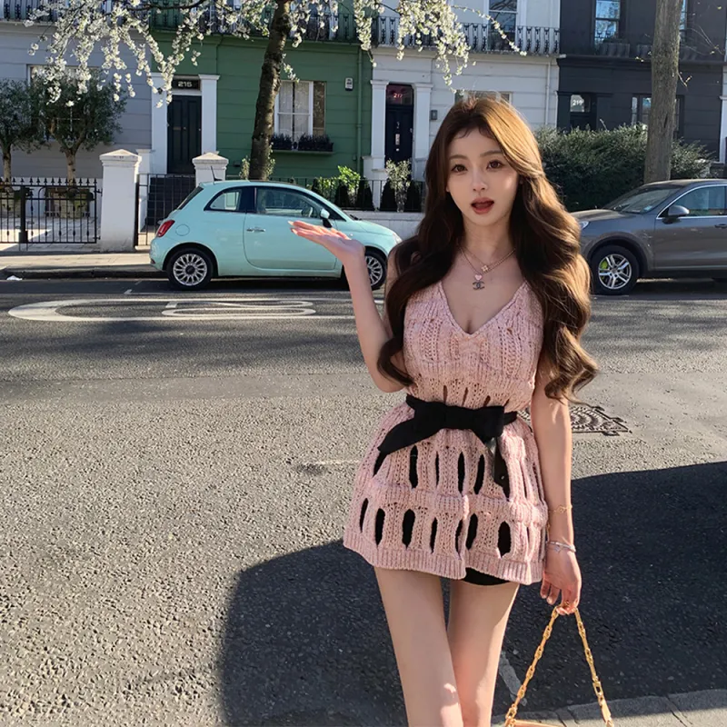 FLIM Sleeveless Dresses Women's Pink-3