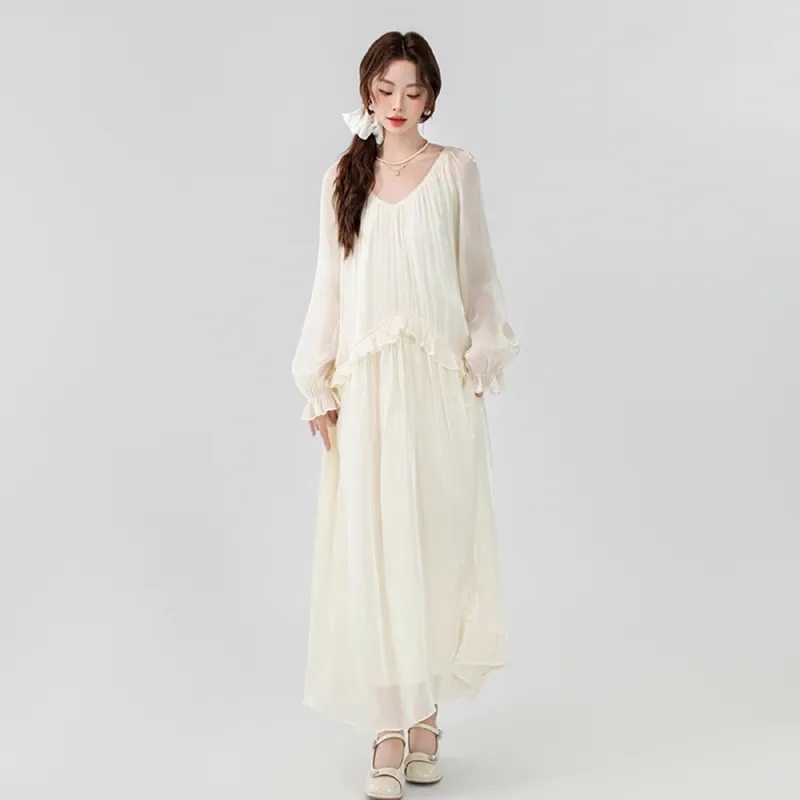 FLIM Long Sleeved Dress Women's Champagne-4
