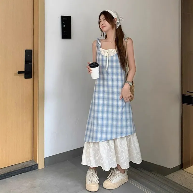 FLIM Slip Dresses Women's Blue-6
