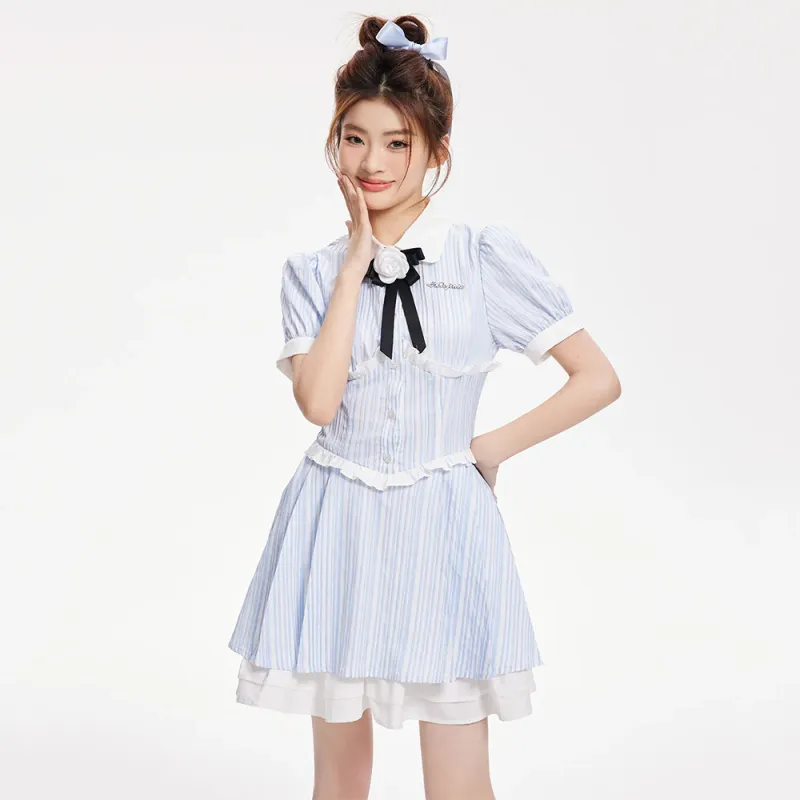 FLIM Short Sleeved Dress Women's Blue-2