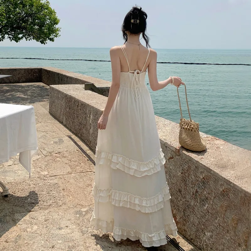 FLIM Slip Dresses Women's White-7