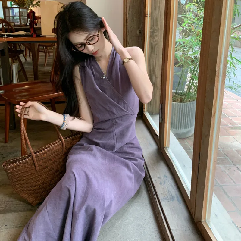 FLIM Sleeveless Dresses Women's Purple Box-3
