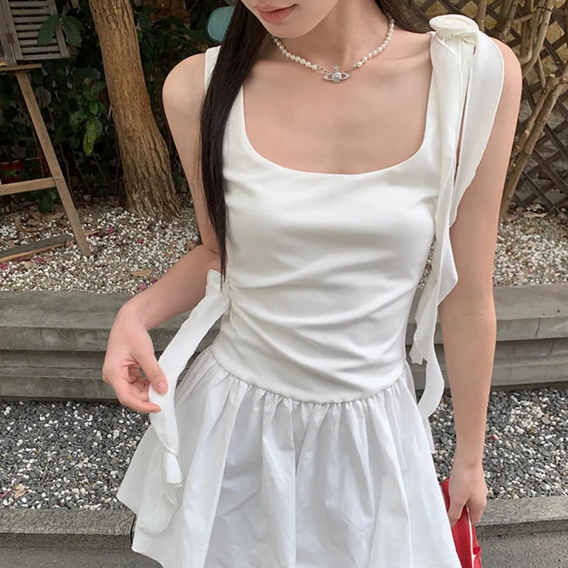 FLIM Slip Dresses Women's White-4