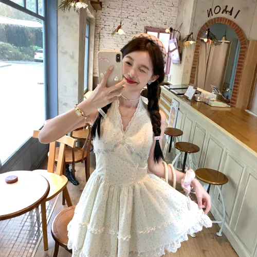 FLIM Sleeveless Dresses Women's White