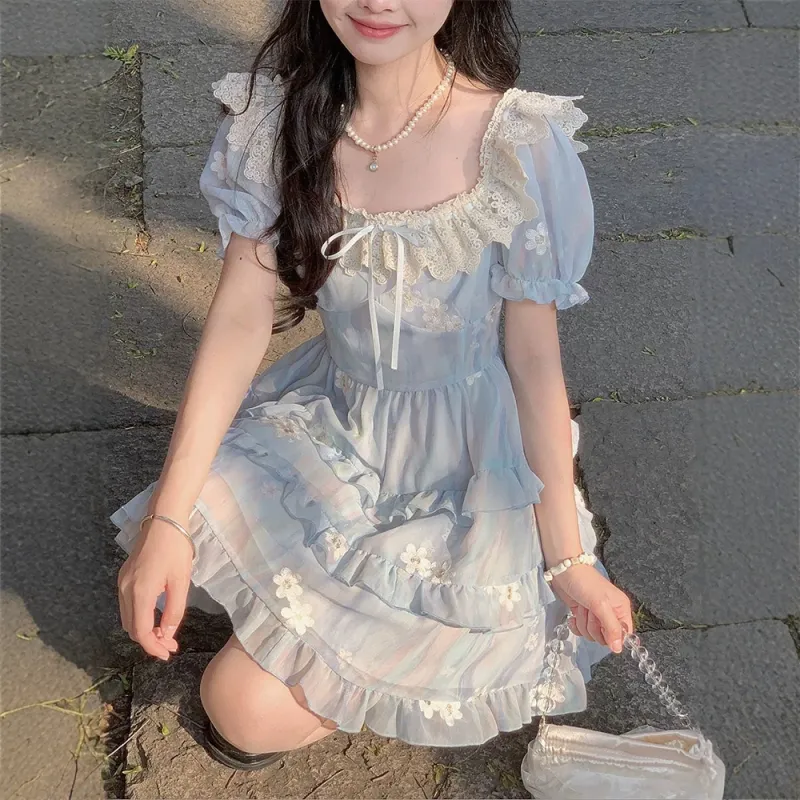 FLIM Short Sleeved Dress Women's Blue-4