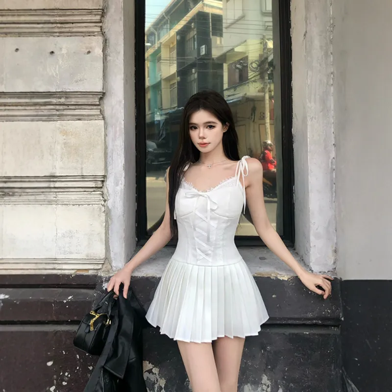 FLIM Slip Dresses Women's White-3