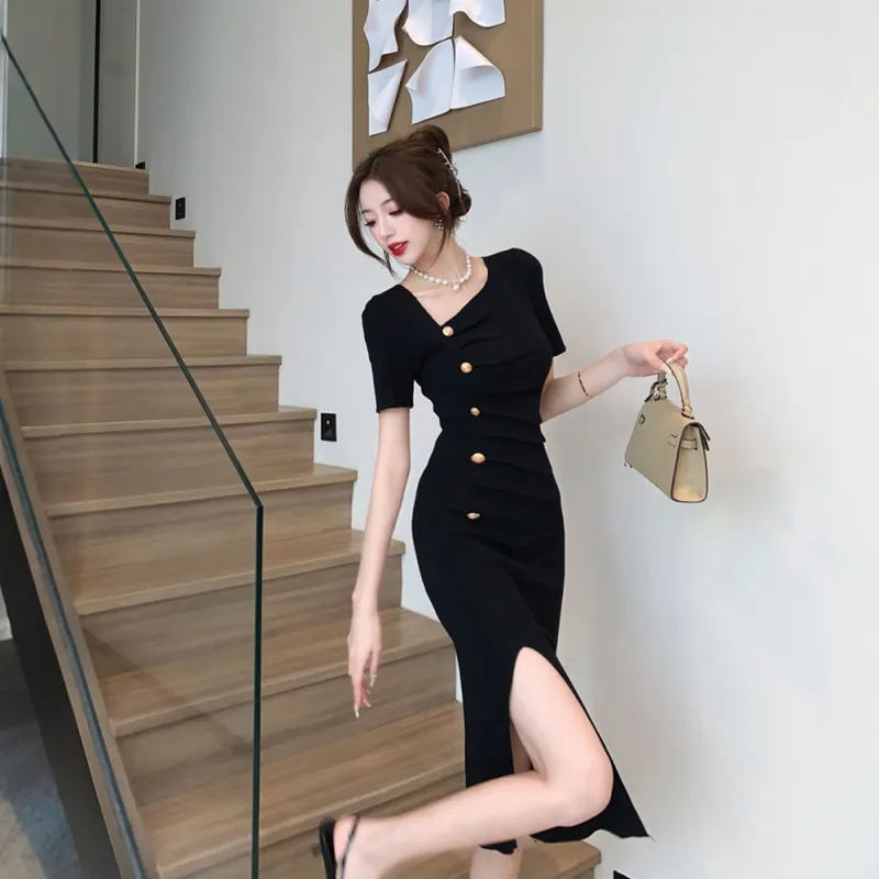 FLIM Short Sleeved Dress Women's Black-1