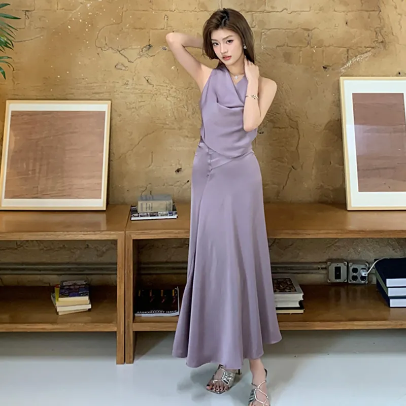 FLIM Sleeveless Dresses Women's Purple-2