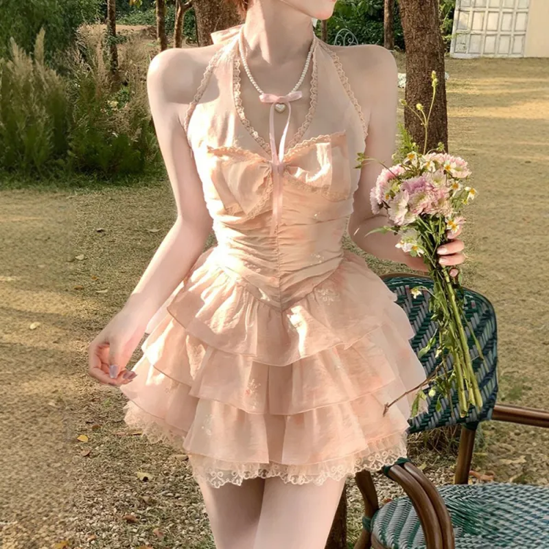 FLIM Sleeveless Dresses Women's Pink-2