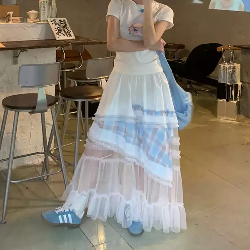FLIM Casual Long Skirts Women's White-2