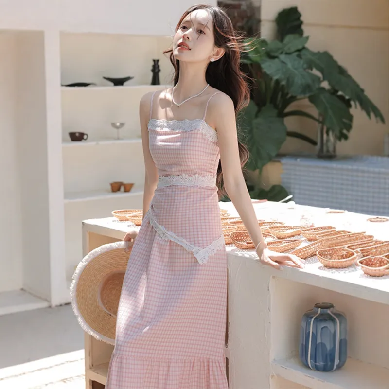 FLIM Slip Dresses Women's Pink-3