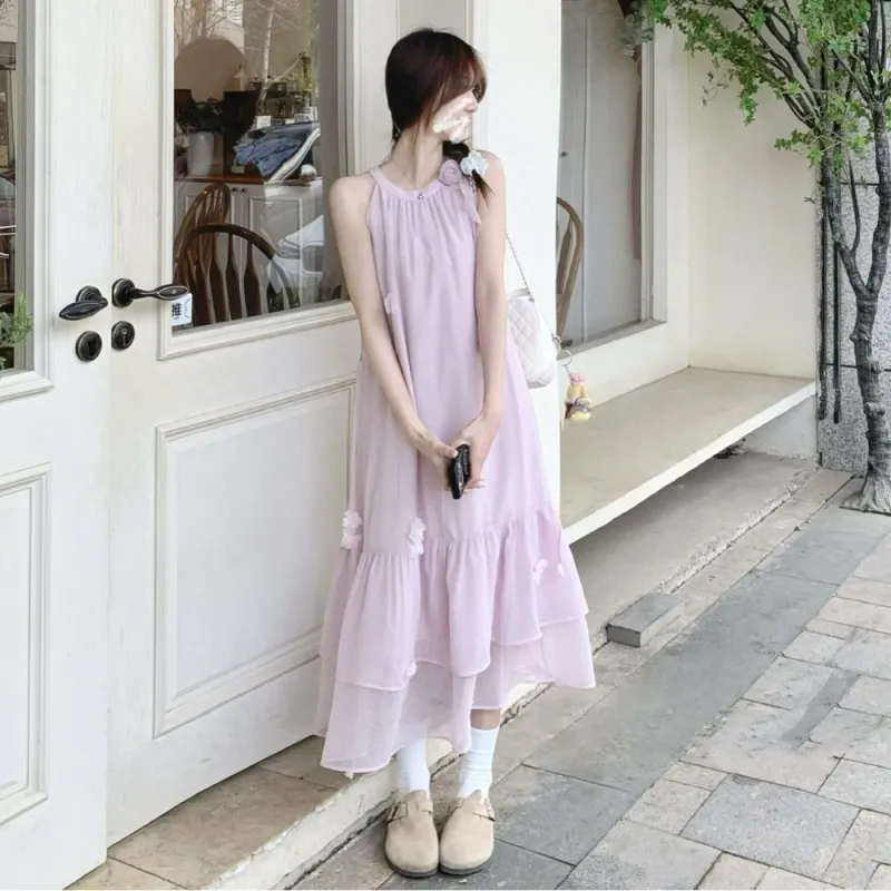 FLIM Sleeveless Dresses Women's Pink-3