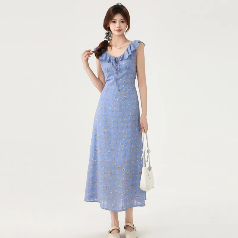 FLIM Sleeveless Dresses Women's Blue-4