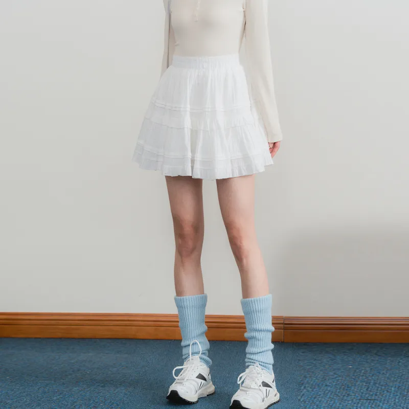 FLIM Casual Short Skirts Women's White-3