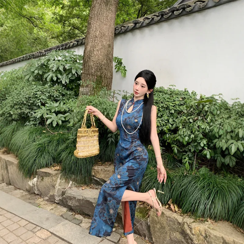 FLIM Sleeveless Dresses Women's Blue-5