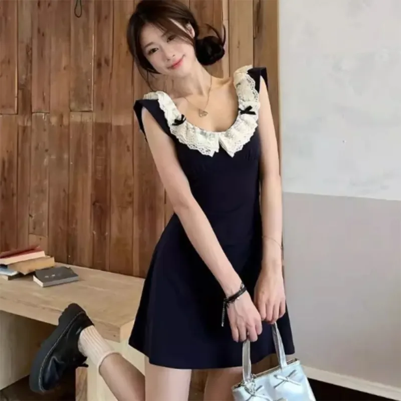 FLIM Sleeveless Dresses Women's Navy Blue-2