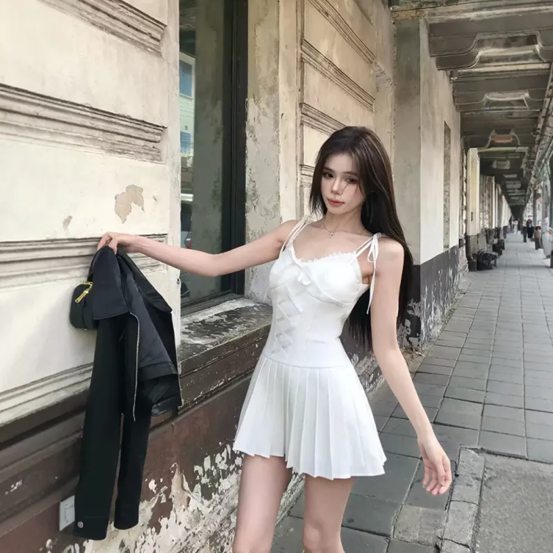 FLIM Slip Dresses Women's White-4