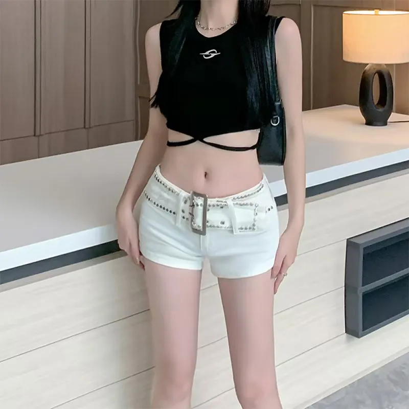 FLIM Denim Shorts Women's White-6