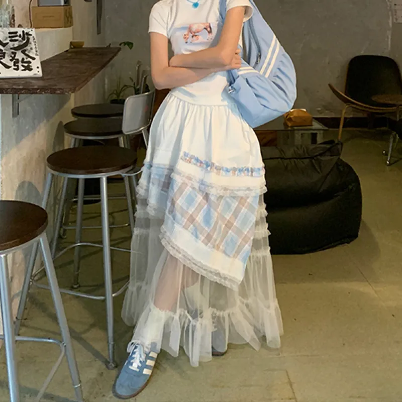 FLIM Casual Long Skirts Women's White-6