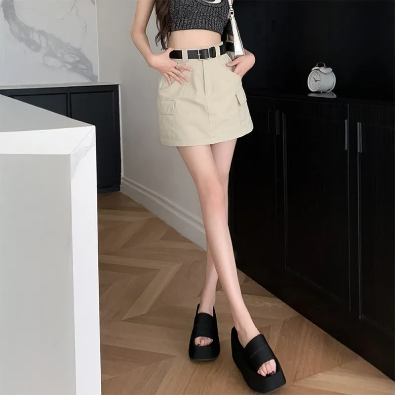 FLIM Cargo Short Skirts Women's Khaki-1