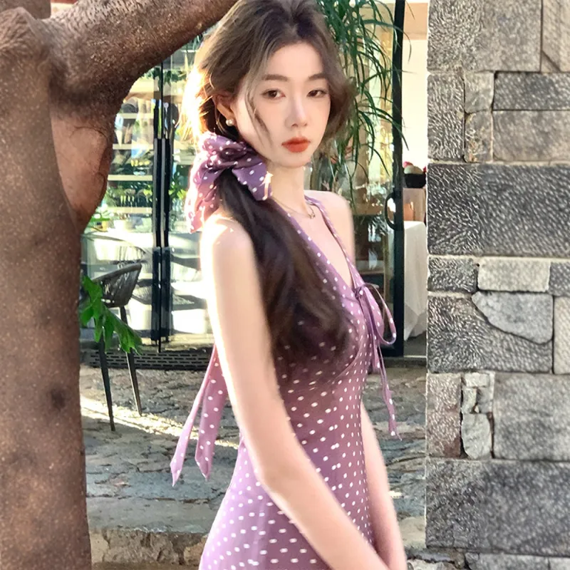 FLIM Sleeveless Dresses Women's Purple-5