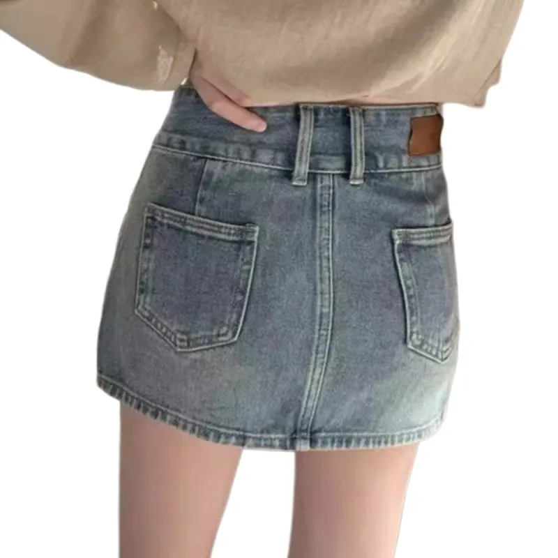 FLIM Denim Short Skirts Women's Blue-1